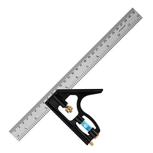 12 1pc 300mm BEETRO Zinc Alloy Combination Square Ruler Right Angle Stainless Steel Inch/Metric Measuring Ruler 